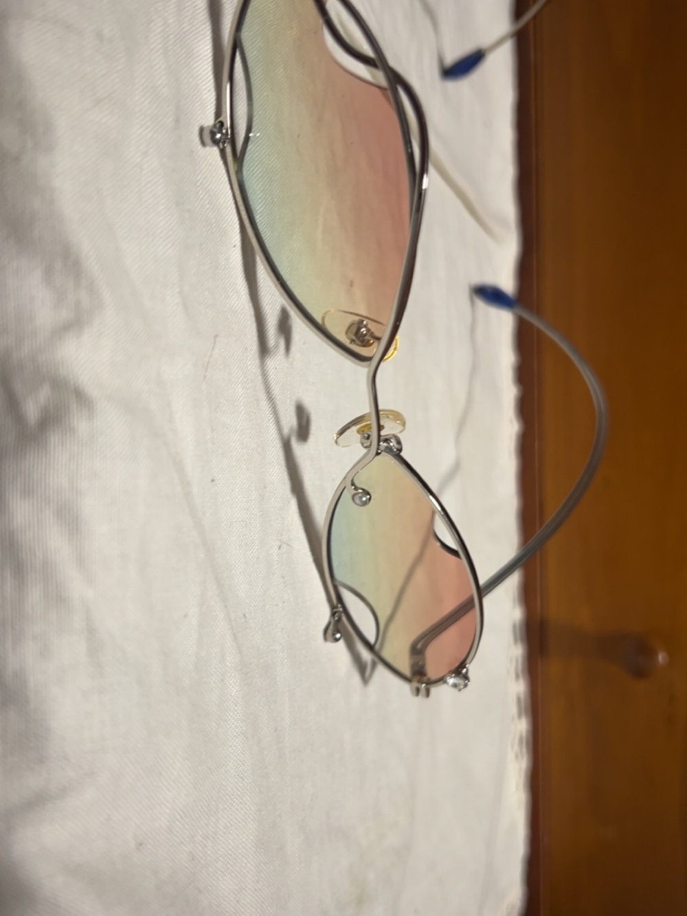 Silver Wireframe Sunglasses with Pink-Gradient Lenses